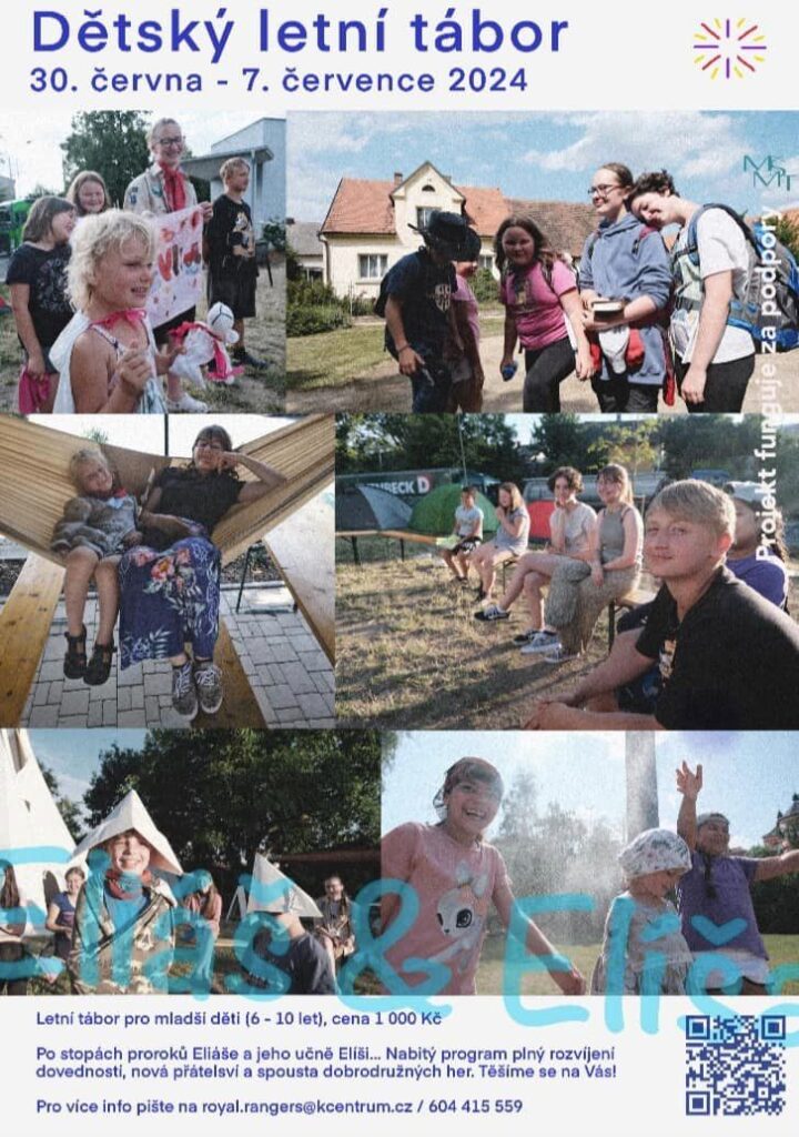 Plakátek na tábor pro děti 6 - 11 let s tématem Eliáš a Elíša.